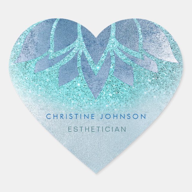 blue lotus logo heart sticker (Front)