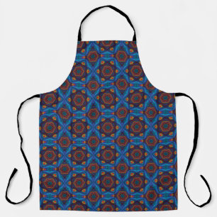 Blue Lotus Mandala Abstract Art Apron
