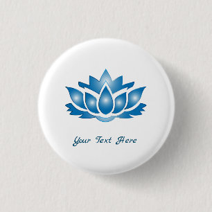 Blue Lotus Mind Body Spirit Personalized 1 Inch Round Button