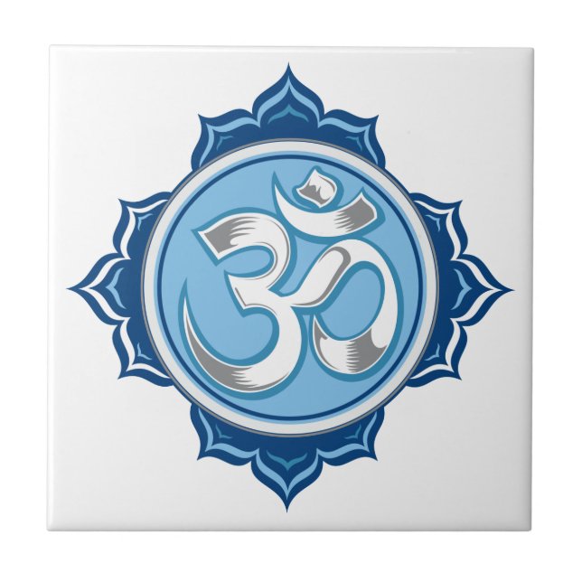 Blue Lotus Om Tile (Front)