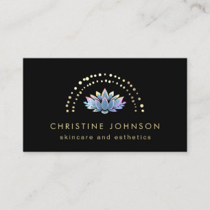 blue lotus on black background business card