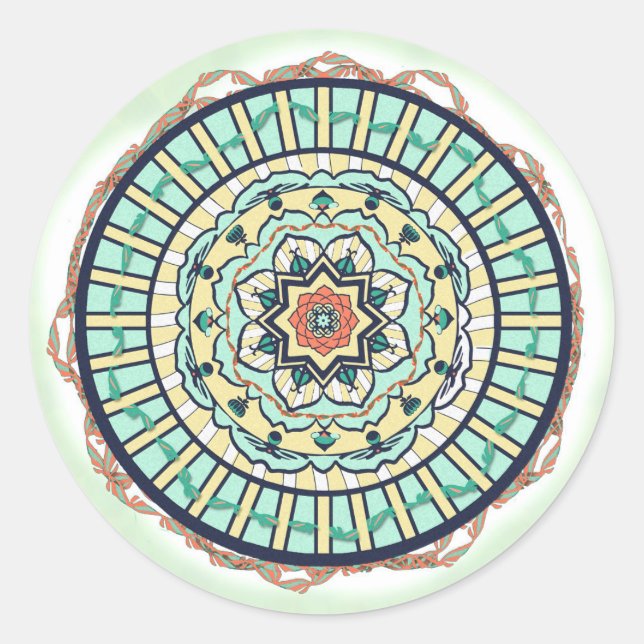 Blue Lotus Ribbon Mandala Sticker (Front)