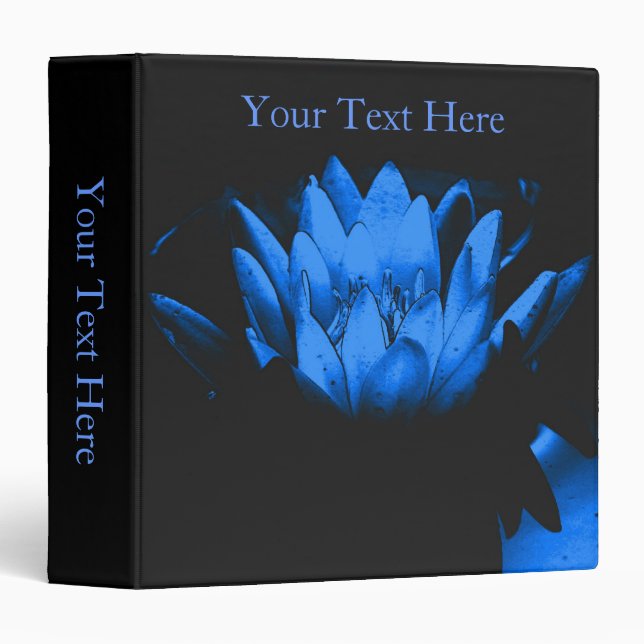 Blue Lotus Water Lily Floral Art Personalized Binder (Front/Spine)