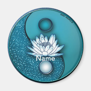 Blue Lotus Yin Yang  Magnet