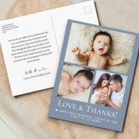 Blue Love and Thanks Baby Photo Birth announcement