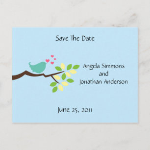 Blue Love Bird Save The Date Announcement Postcard