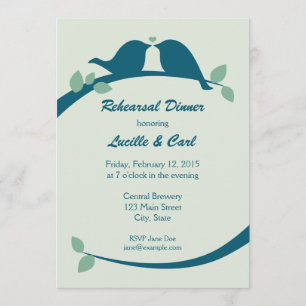 Blue Love Birds Rehearsal Dinner Invitations