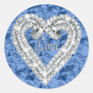 Blue Love Diamond Heart Stickers