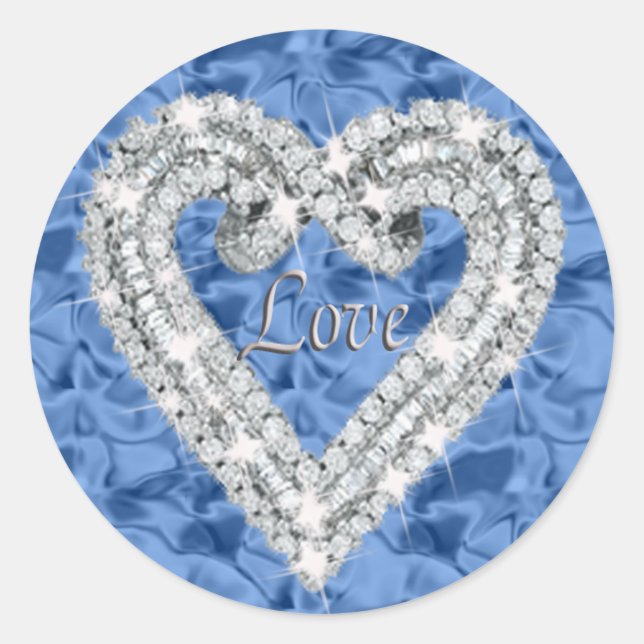 Blue Love Diamond Heart Stickers (Front)