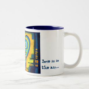 Blue Love Heart Abstract Love Is In The Air Mug