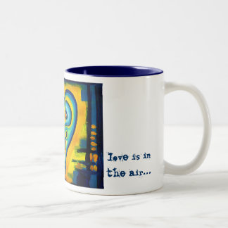 Blue Love Heart Abstract Love Is In The Air Mug