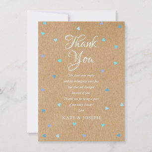 Blue Love Hearts Baby Shower Thank You Poem Card