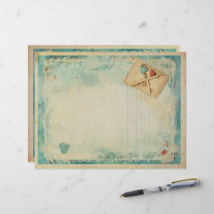 Blue Love Letter Vintage Ephemera No1 Letterhead