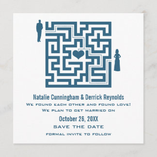 Blue Love Maze Save the Date Invite