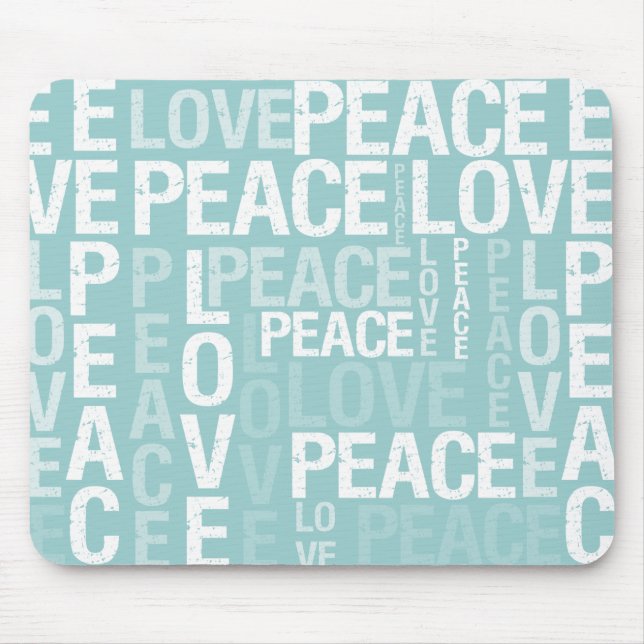 Blue Love Peace Typography Mouse Pad (Front)