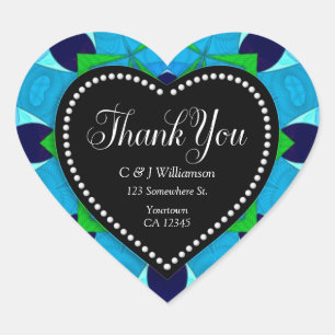 Blue Love Thank You Heart Sticker