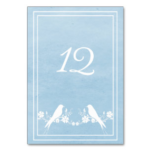 Blue Lovebird Floral Table Number Card