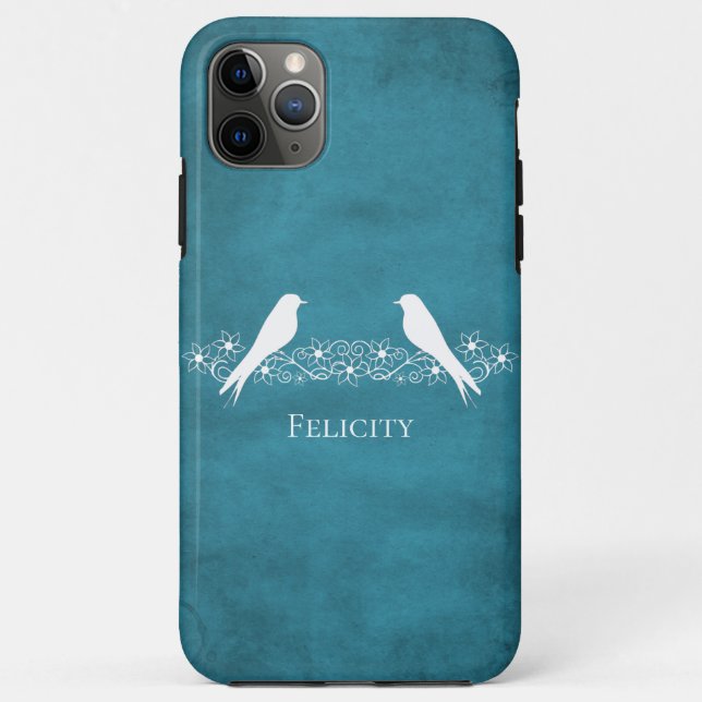 Blue Lovebirds Floral Vine coque iphone (Dos)