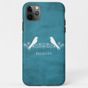 Blue Lovebirds Floral Vine iPhone Case