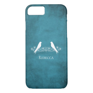 Blue Lovebirds Floral Vine iPhone Case