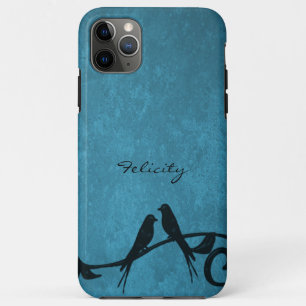 Blue Lovebirds Personalized iPhone Case