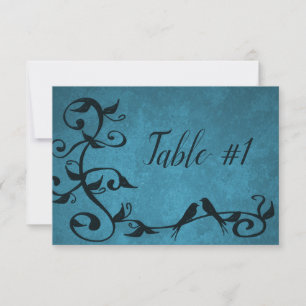 Blue Lovebirds Reception Table Card