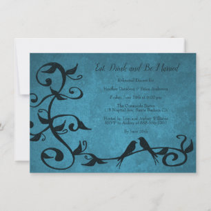 Blue Lovebirds Rehearsal Dinner Invite