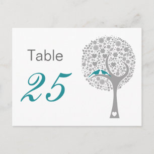 Blue Lovebirds Whimsical Wedding table numbers Postcard