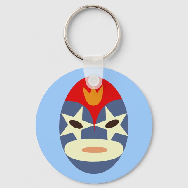 Blue Lucha Libre Mask Keychain (Front)