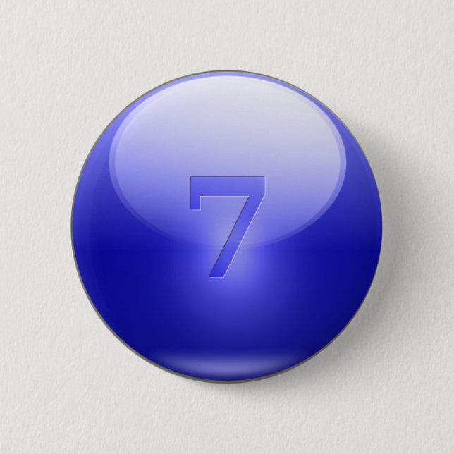 Blue Lucky 7 2 Inch Round Button (Front)