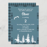 Blue lumberjack 2e anniversaire invitation garçon