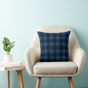 Blue Lumberjack Plaid Throw Pillow