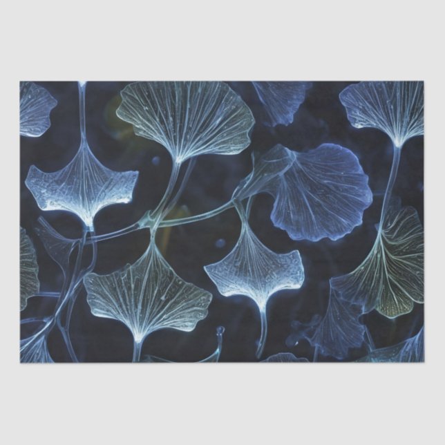 Blue Luminogram Ginkgo Leaves Decoupage / Tissue Paper (Front)