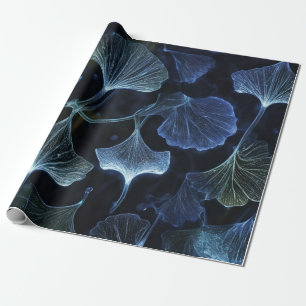 Blue Luminogram Ginkgo Leaves Wrapping Paper