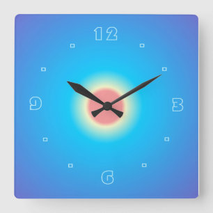 Blue Luminous Aqua/Orange Print  > Wall Clock