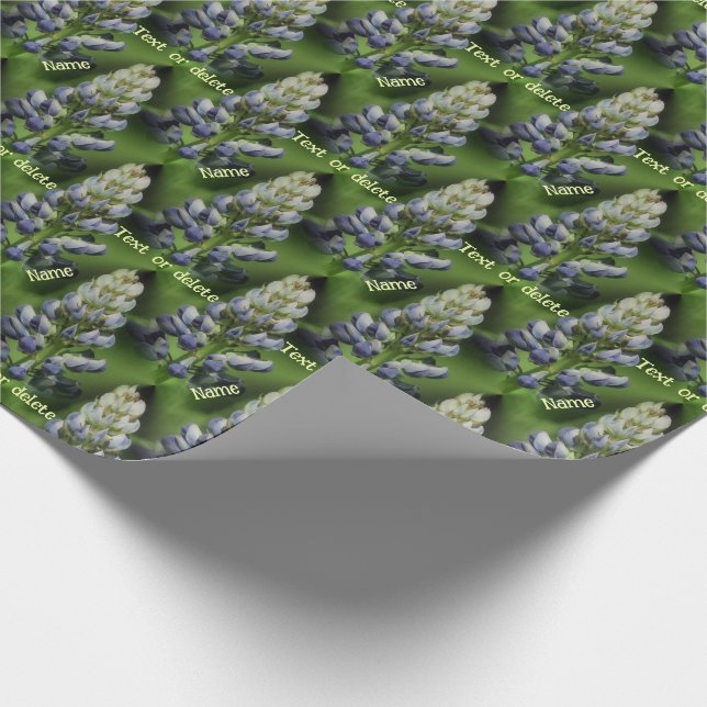 Blue Lupine Flower Nature Personalized Wrapping Paper (Corner)
