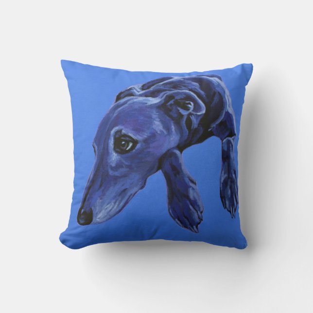 Blue lurcher cushion (Front)
