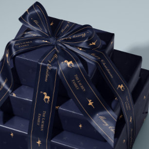 Blue luxury Christmas personalized ribbon Satin Ribbon