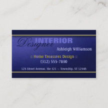 Blue Luxury Interior Designer Business Cards