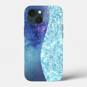 Blue Luxury Modern gradient galaxy glitter star iPhone 13 Mini Case
