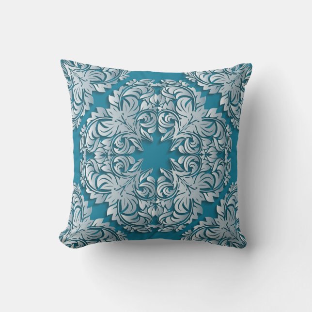 Blue Luxury Reversible Designer Pillow (Front)