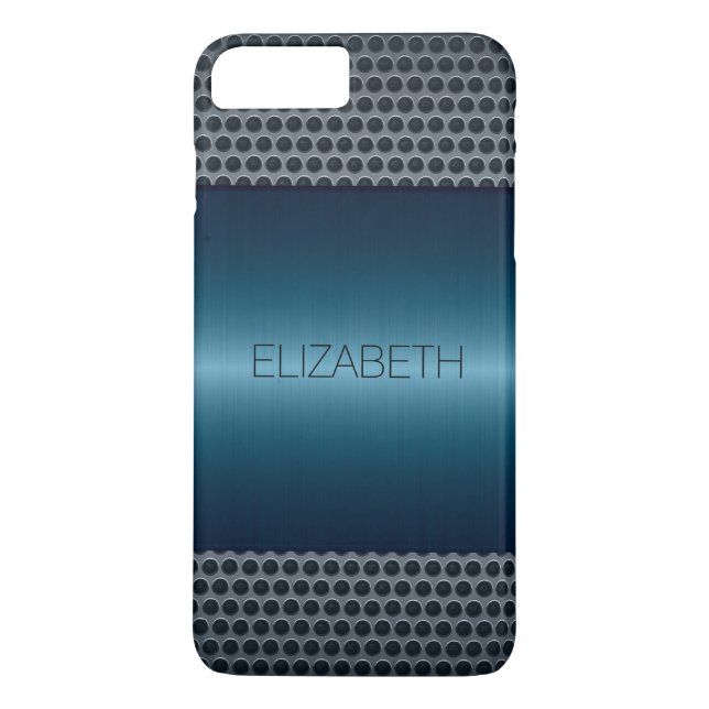 Blue Luxury Stainless Steel Metal Look Case-Mate iPhone Case (Back)