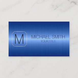Blue Luxury Stainless Steel Metal Monogram Business Card