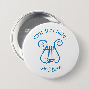 Blue Lyre 3 Inch Round Button