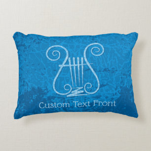 Blue Lyre Background Accent Pillow