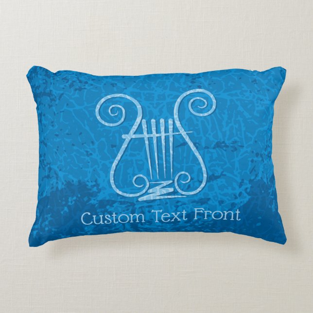 Blue Lyre Background Accent Pillow (Front)