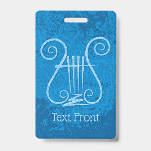 Blue Lyre Background Badge