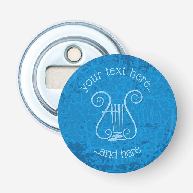 Blue Lyre Background Bottle Opener (Front)