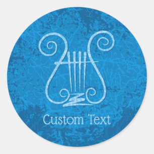 Blue Lyre Background Classic Round Sticker