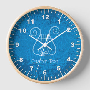 Blue Lyre Background Clock